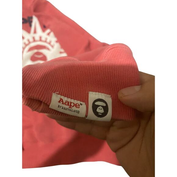 Aape By A Bathing Ape Crewneck Sweatshirt Medium Pink Statue of Liberty NYC Camo - Picture 5 of 10